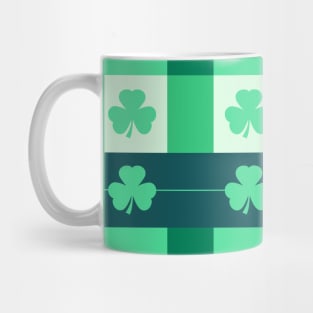 St patricks irish plaid shamrock pattern, pattern green background Mug